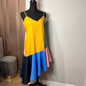English Factory Asymmetrical Color Block Dress